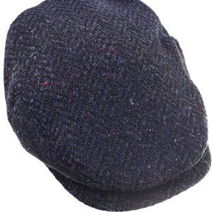 HATMAN OF IRELAND KERRY TWEED 100% Wool TWEED Hat Navy S 56 cm NWT